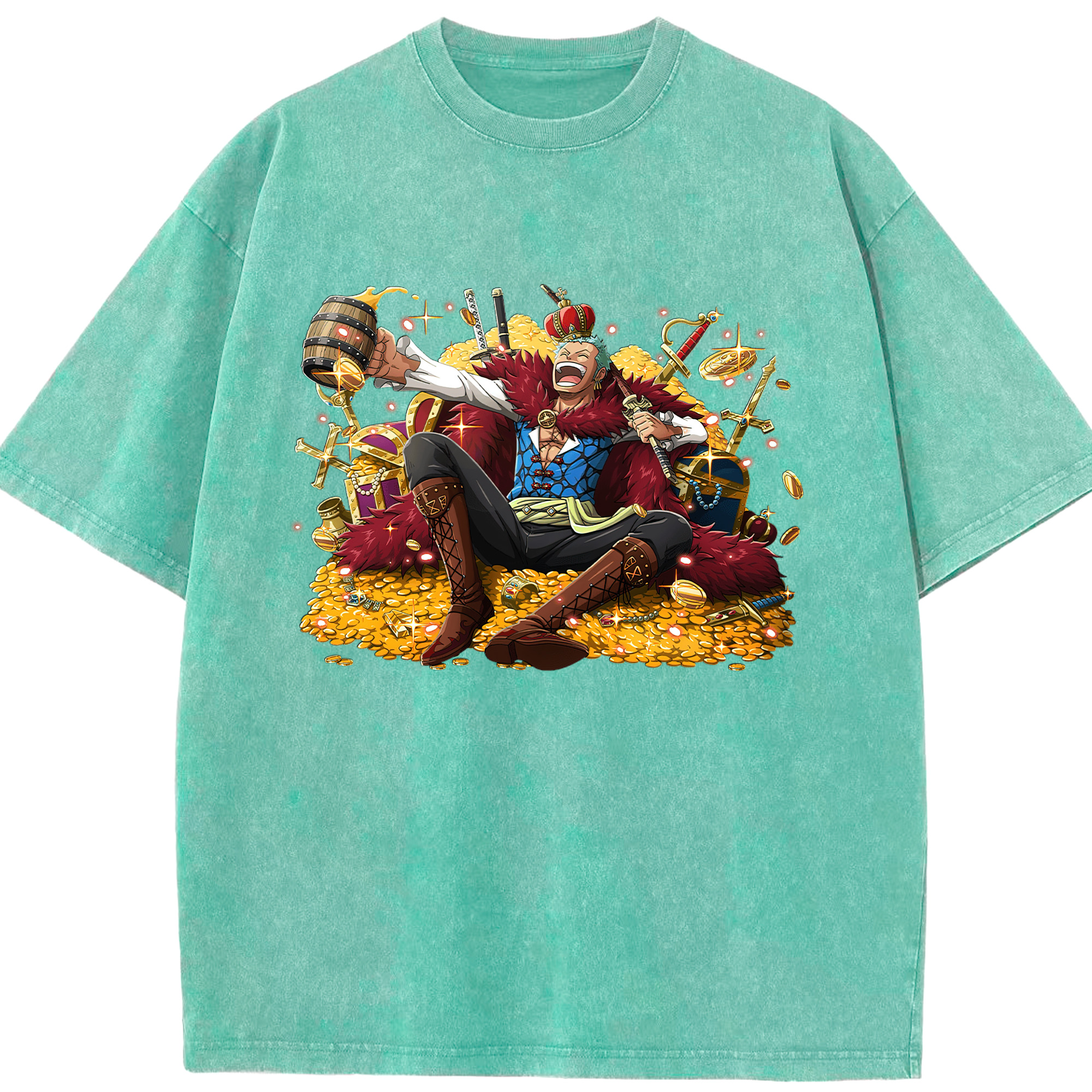 ワンピース ロロノア・ゾロ ONE PIECE Roronoa Zoro 綿100% ヴィンテージ風 半袖Tシャツ（フロントプリント）